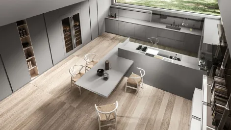 Cucina Design con isola e penisola in Fenix grigio Ak 04 03 di Arrital