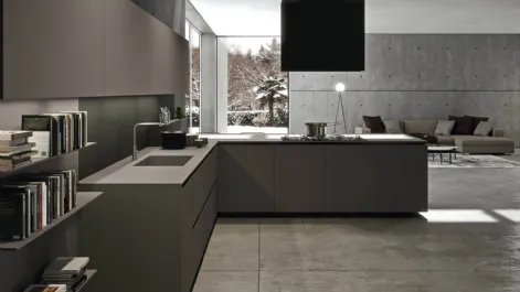 Cucina Design angolare in Fenix grigio Londra Ak Project 09 di Arrital