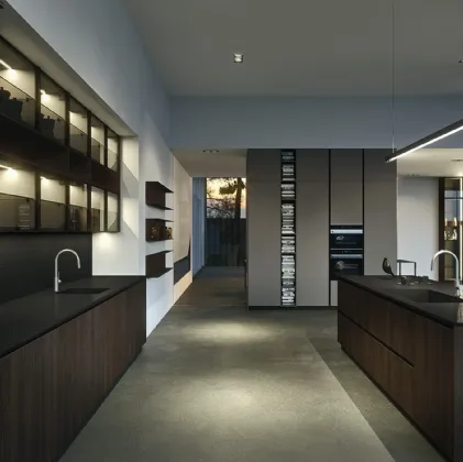 Cucina Design lineare Ak Project 11 in melaminico termostrutturato sabbiato Moro di Arrital