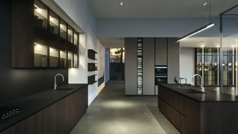 Cucina Design lineare Ak Project 11 in melaminico termostrutturato sabbiato Moro di Arrital