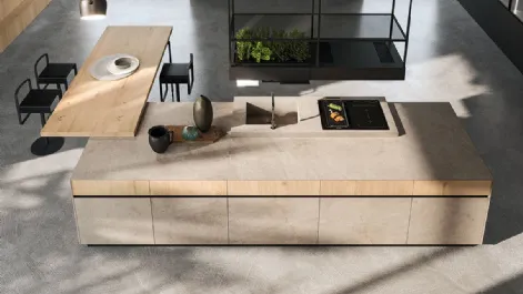 Cucina Design in gres e rovere antico biondo con penisola Ak 04 01 di Arrital