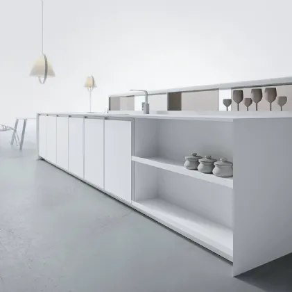 Cucina Design lineare in Corian glacier white AkB 08 02 di Arrital