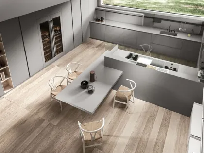 Cucina Design in Fenix Grigio con penisola Ak 04 03 di Arrital