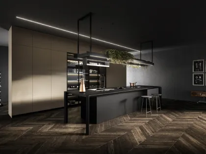 Cucina Design lineare Nautila 03 in Fenix NTM nero ingo di Arrital