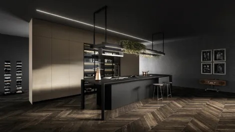 Cucina Design lineare Nautila 03 in Fenix NTM nero ingo di Arrital