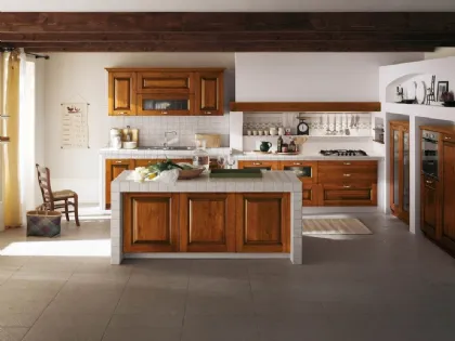Cucina in Muratura lineare in legno con top e fianchi in ceramica Castellana di Ar-Tre