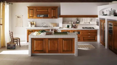 Cucina in Muratura lineare in legno con top e fianchi in ceramica Castellana di Ar-Tre