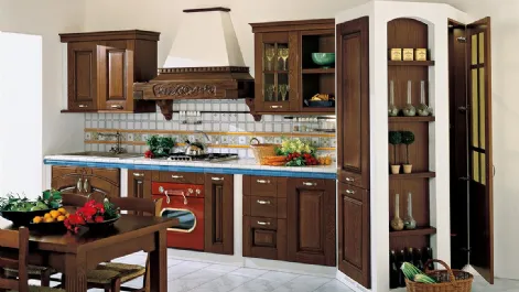 Cucina lineare in Muratura con ante in legno Paesana 02 di Ar-Tre