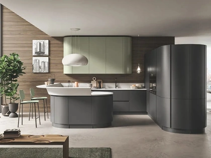 Cucina Moderna con penisola Progetto Sistema Laccato 06 di Ar-Tre