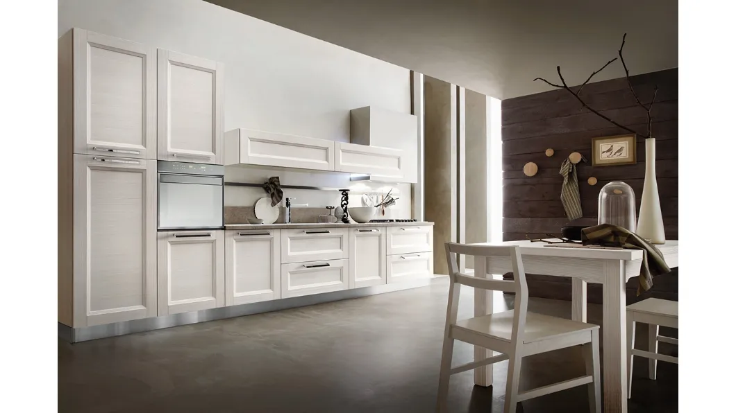 Cucina Moderna lineare in legno laccato bianco Vela Merano di Ar-Tre