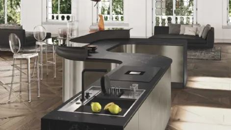 Cucina Moderna lineare a serpentina in laccato metallico Venezia Ar-Tre