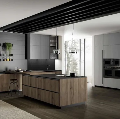 Cucina Moderna in rovere con penisola Asia 03 di Arredo3