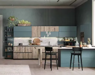 Cucina Moderna lineare in laccato opaco e abete Atelier 02 di Callesella