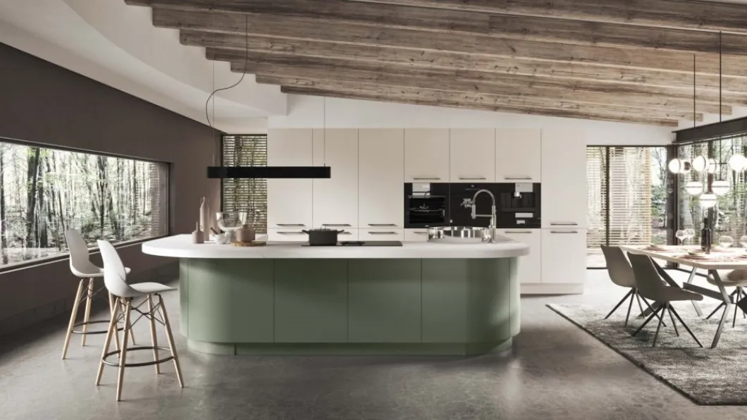 Cucina Moderna ad isola in laccato opaco Berlino di Ar-Tre