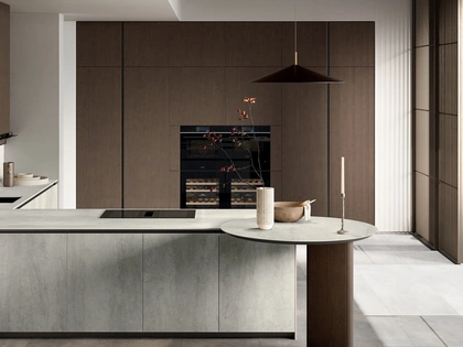 Cucina Moderna con penisola Glass 01 di Arredo3
