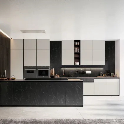 Cucina Moderna Glass 2 0 03 con penisola di Arredo3