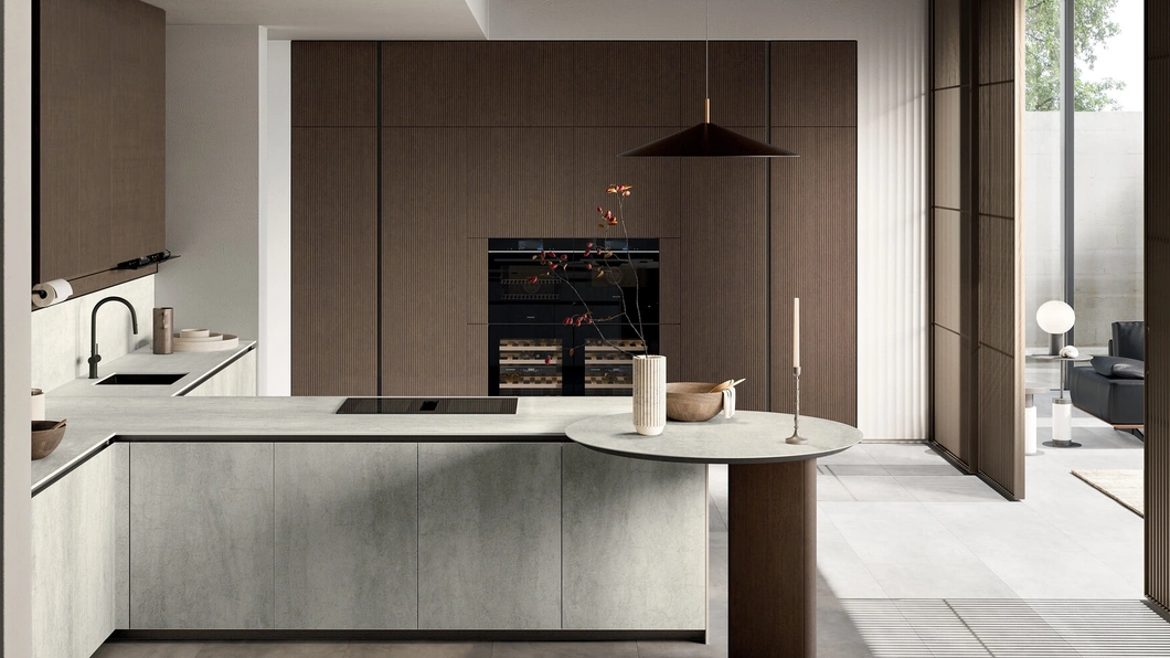 Cucina Moderna in gres con penisola Glass di Arredo3