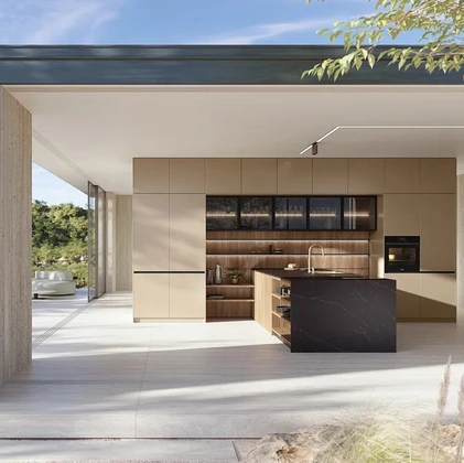 Cucina Moderna con penisola I Naturali 01 in laccato e legno di Ar-Tre