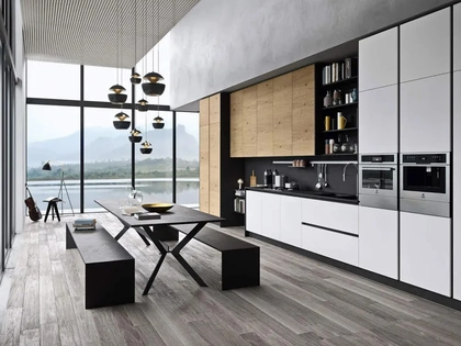 Cucina Moderna lineare I Naturali 04 in laccato e legno di Ar-Tre