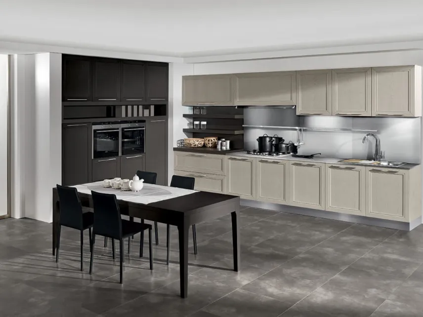 Cucina Moderna lineare Itaca in Frassino massello decapè e laccato a poro aperto di Arredo3