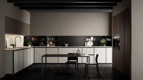 Cucina Moderna angolare Kronos in vetro Nebbia opaco di Arredo3