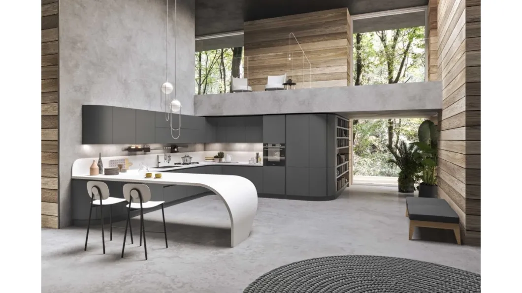Cucina Moderna ad angolo in laccato opaco Los Angeles di Ar-Tre