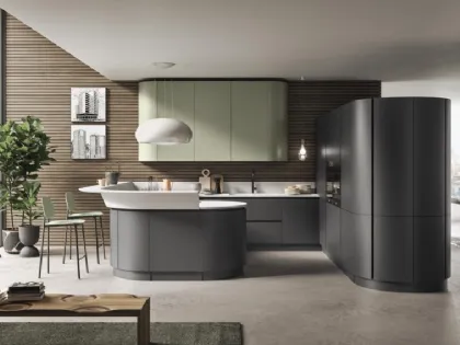 Cucina Moderna con penisola in laccato opaco Miami di Ar-Tre