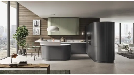 Cucina Moderna con penisola in laccato opaco Miami di Ar-Tre