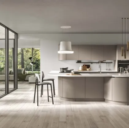 Cucina Moderna angolare con penisola in laccato opaco Milano di Ar-Tre