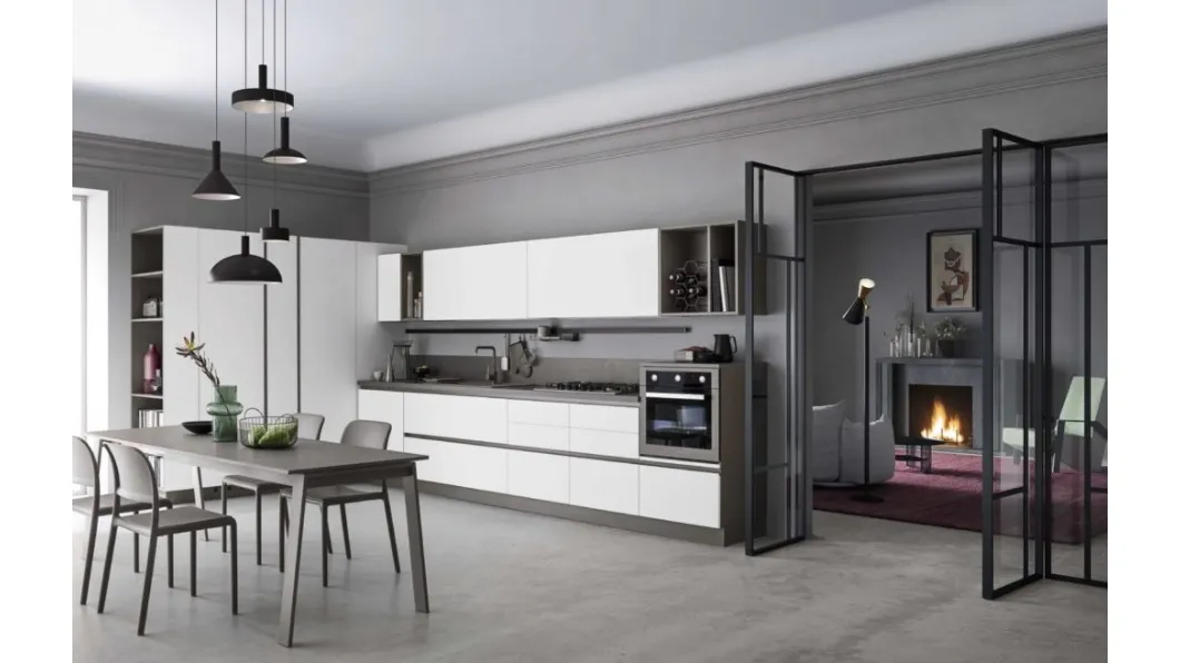 Cucina Moderna lineare in laccato opaco Sky 01 di Ar-Tre