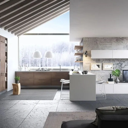 Cucina Moderna in legno con penisola Zoe 06 di Ar-Tre