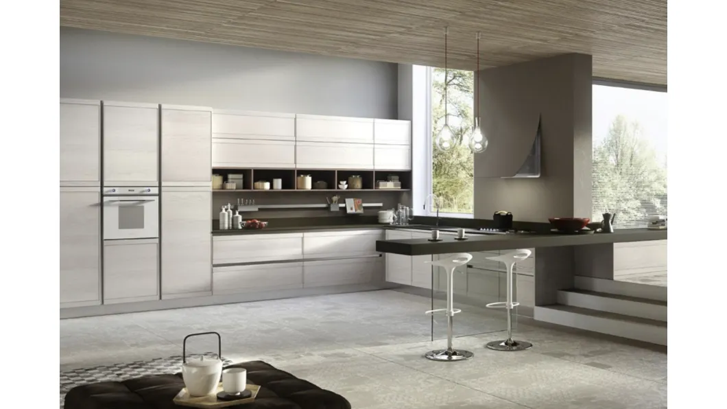 Cucina Moderna angolare con penisola Zoe Design 04 di Ar-Tre