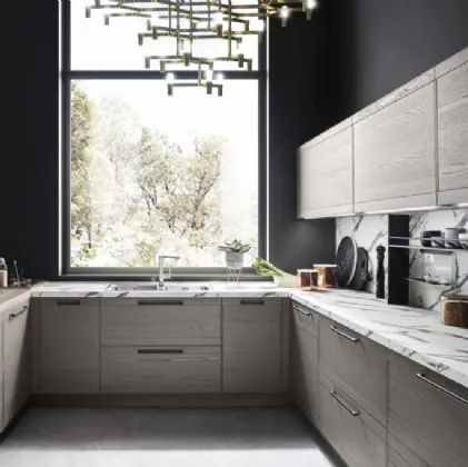 Cucina Moderna angolare in laccato platino Zoe Evolution 04 di Ar-Tre
