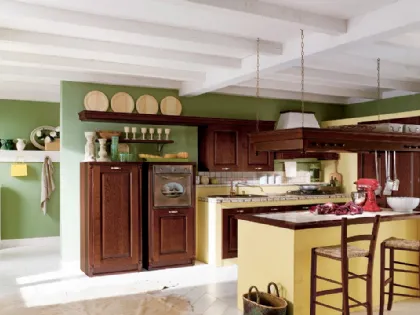 Cucina in muratura lineare in legno Paesana 01 di Ar-Tre