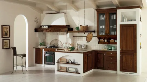Cucina in muratura Rustica in legno con penisola di Ar-Tre