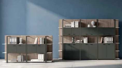Armadio Boiserie in melaminico Olmo e melaminico laccato di Quadrifoglio