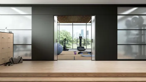Pareti divisorie modulabili P1 in laccato e vetro satinato di Quadrifoglio