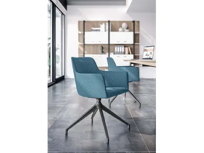 Sedia Ospiti e Attesa City in tessuto imbottito con 4 gambe in tubo di acciaio City di Quadrifoglio