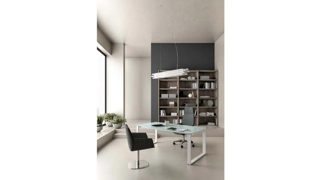 Scrivania Direzionale X-Time Work Glass di Quadrifoglio