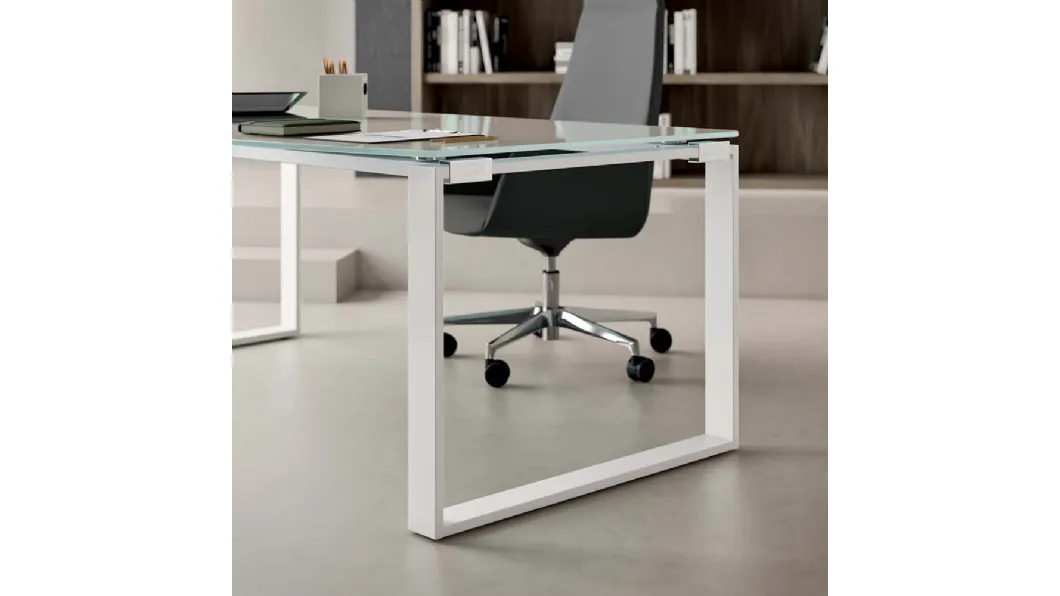 Scrivania Direzionale X-Time Work Glass di Quadrifoglio